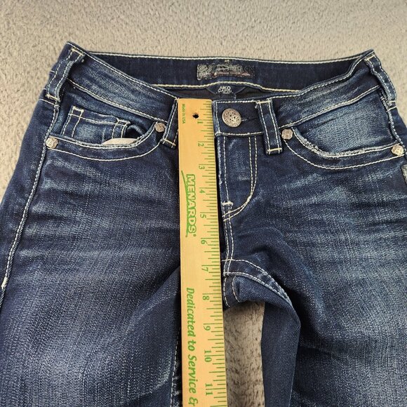 SILVER Jeans Womens Size 26 Aiko Capri Blue Wash Thick Stitch Low Rise Denim - Picture 5 of 11